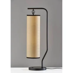 Adesso Lyons Table Lamp Black: ETL Listed, Metal Base, Paper Shade, 1-Way Switch, No Assembly Required