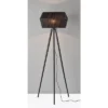 Adesso Montana Floor Lamp Black: 61" Height, Wood Tripod Base, Rope Shade, UL Listed