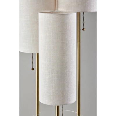 Adesso Trio Floor Lamp Antique Brass: Metal Body, Polyester Shade, ETL Listed, Pull Chain Switch 1 Adesso Trio Floor Lamp Antique Brass: Metal Body, Polyester Shade, ETL Listed, Pull Chain Switch