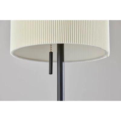 Adesso Eleanor Table Lamp Black: 30" Height, Off-White Pleated Shade, Travertine Base, UL Listed 2 Adesso Eleanor Table Lamp Black: 30" Height, Off-White Pleated Shade, Travertine Base, UL Listed - Image 2