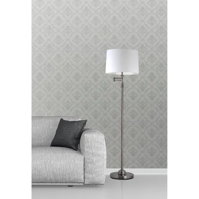 Adesso Aaron Swing Arm Floor Lamp Pewter: Linen Shade, Metal Body, UL Listed, 57.44" Height 1 Adesso Aaron Swing Arm Floor Lamp Pewter: Linen Shade, Metal Body, UL Listed, 57.44" Height