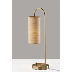 Adesso Mendoza Table Lamp Brass: ETL Listed, Metal Body, Paper Shade, 1-Way Switch, No Assembly Required